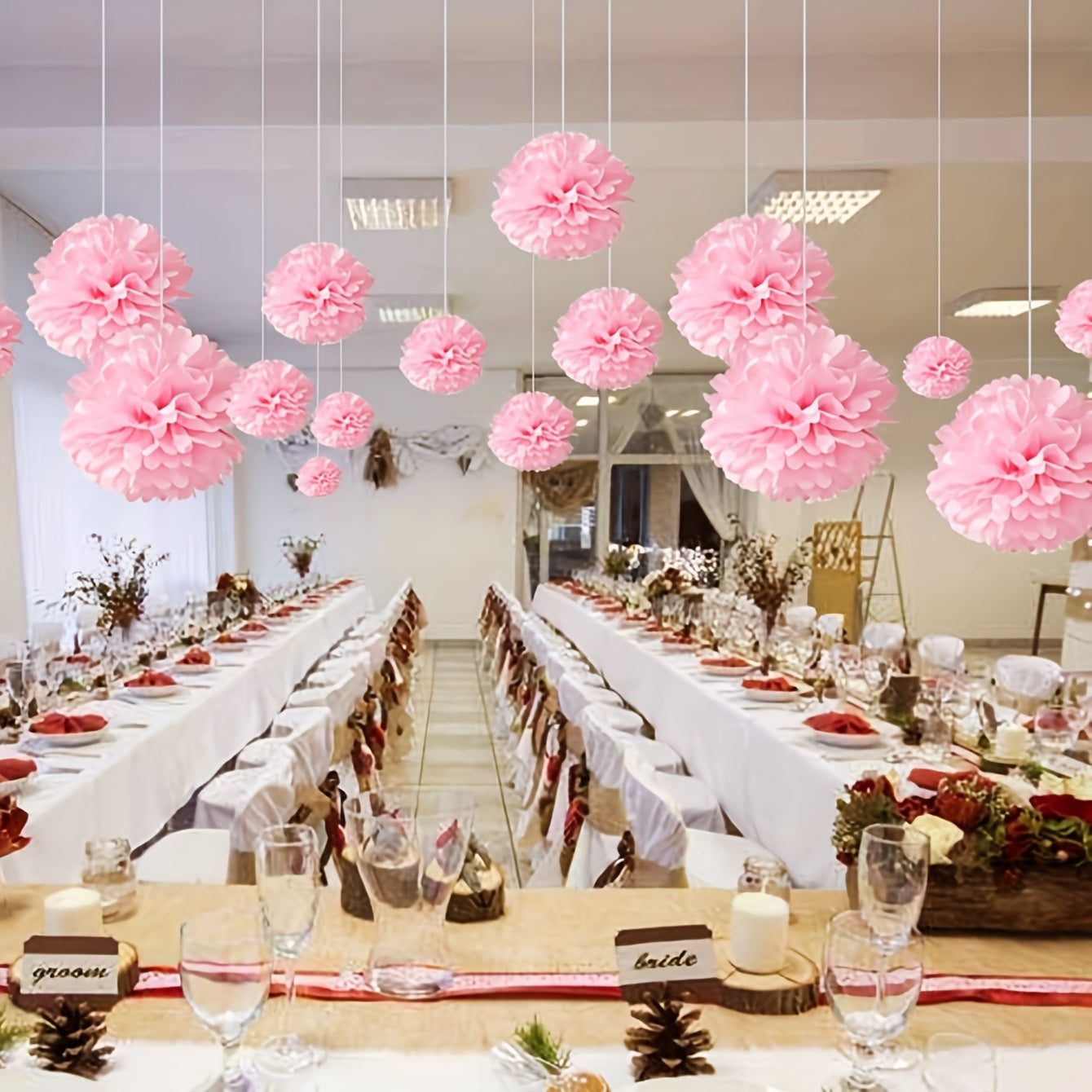 3 ta qog'oz pom-pom to'y va tug'ilgan kun bayrami bezaklari uchun