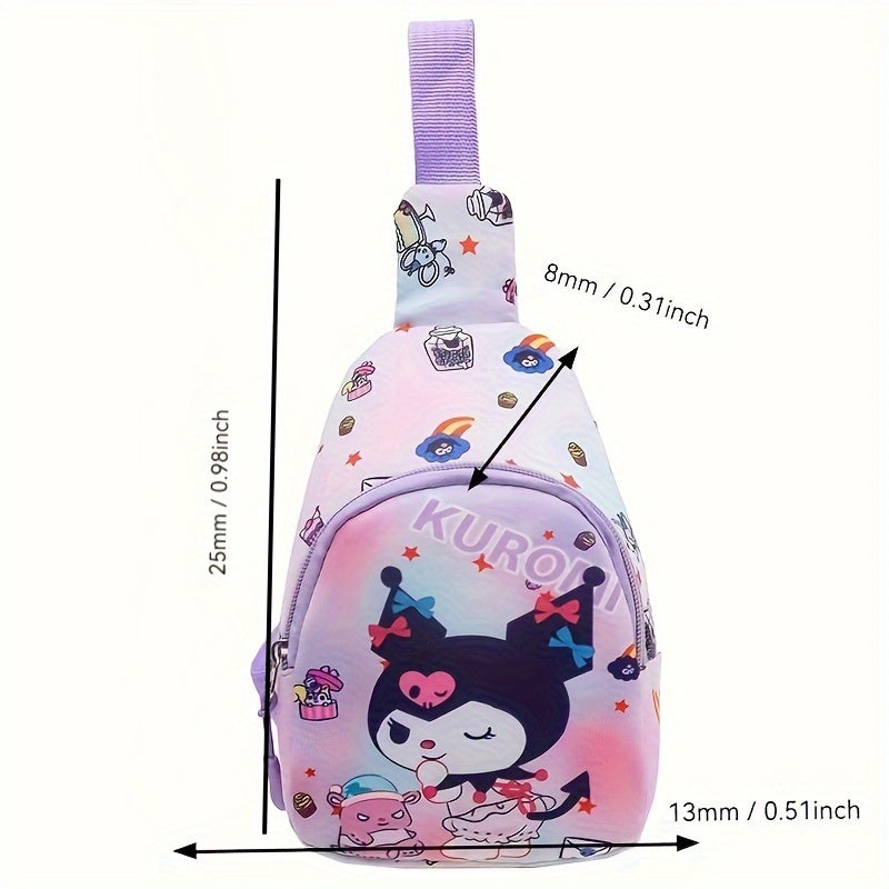Sanrio Hello Kitty & Friends ko'krak sumkasi - sayohat uchun zarur narsalar va har kuni kiyinish uchun mukammal bo'lgan, zipper dizayniga ega kichik rucksack. Buni bitta yelka orqali kesib o'tadigan sumka sifatida olib yurish mumkin.