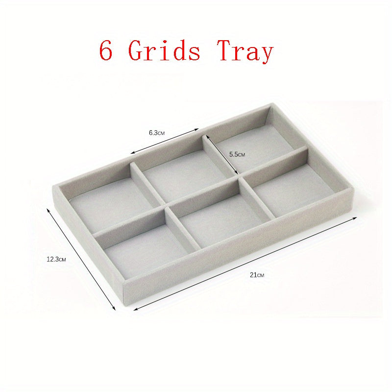 Soporte de exhibición y caja de almacenamiento apilable para joyas de terciopelo, para pendientes, anillos y collares