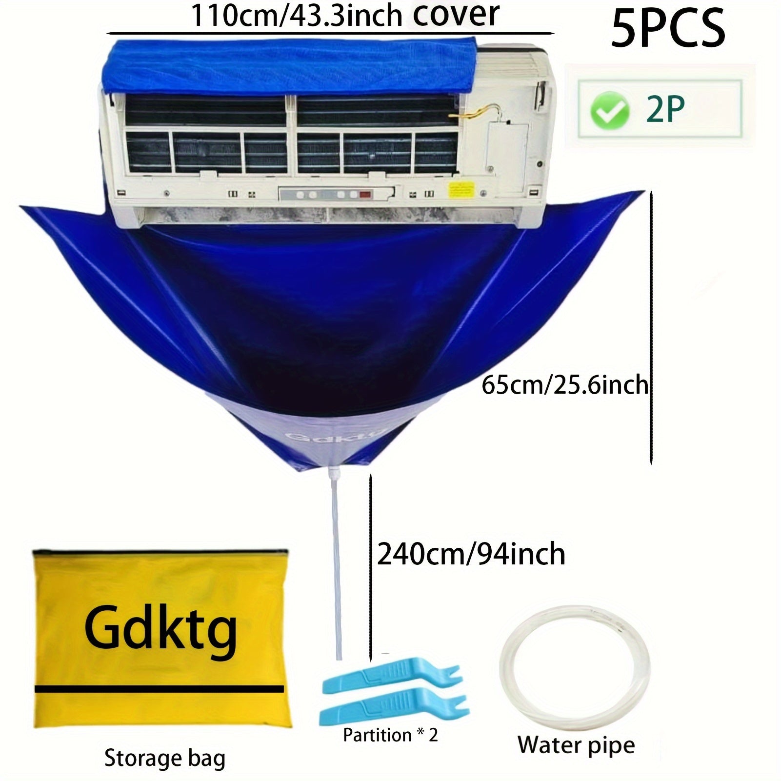 Set of 5 Wall-Mounted Air Conditioner Covers 95/110cm Dustproof Storage Bag