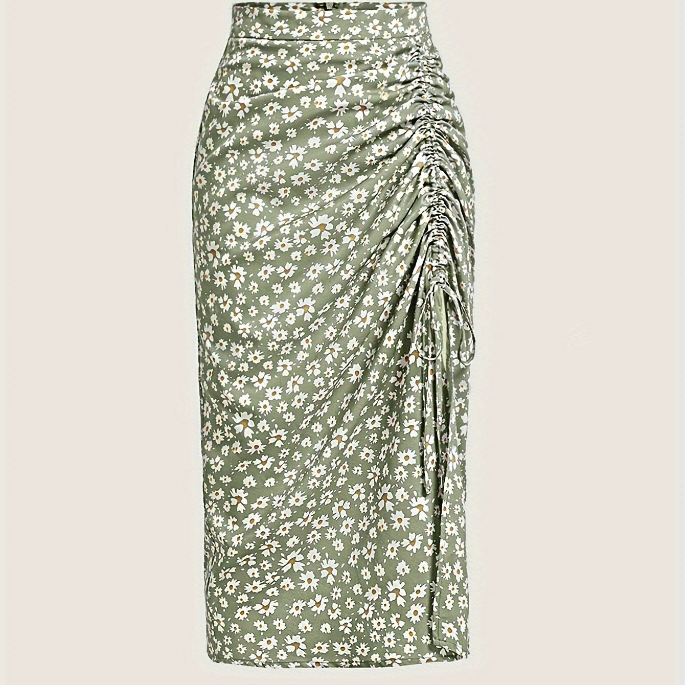 Юбка с цветочным принтом, с завязками и сборкой, юбка миди с высокой талией для весны и лета, женская одежда