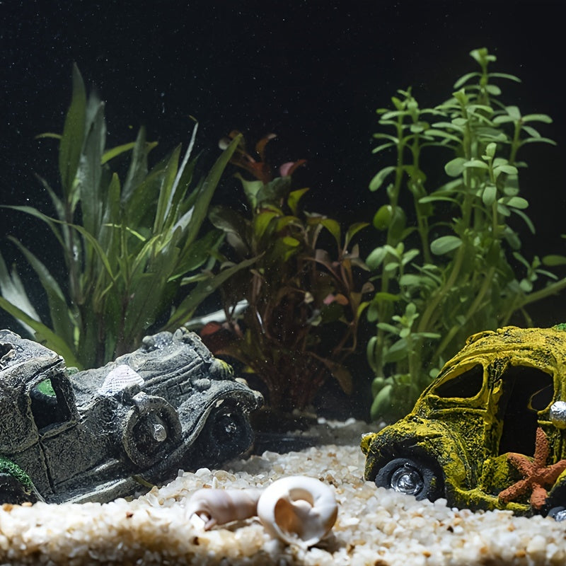 Resin Aquarium Decoration Old Car Bus Hideaway Ornament for Fish Tank