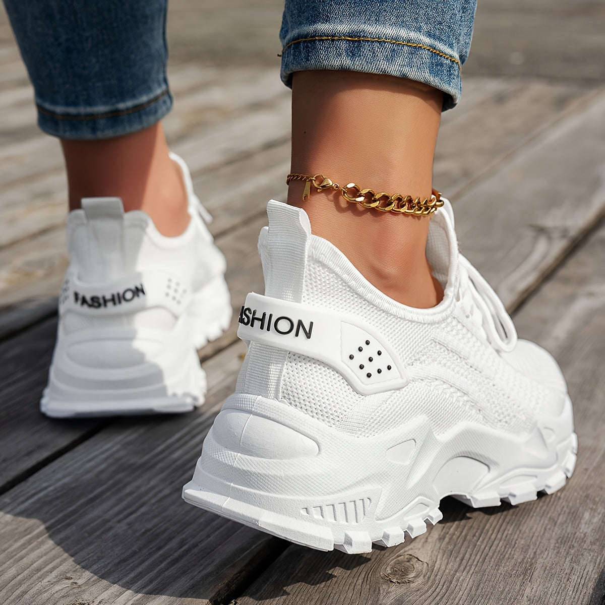 Women's White Casual Sneakers Elastic Upper Breathable Comfort Summer