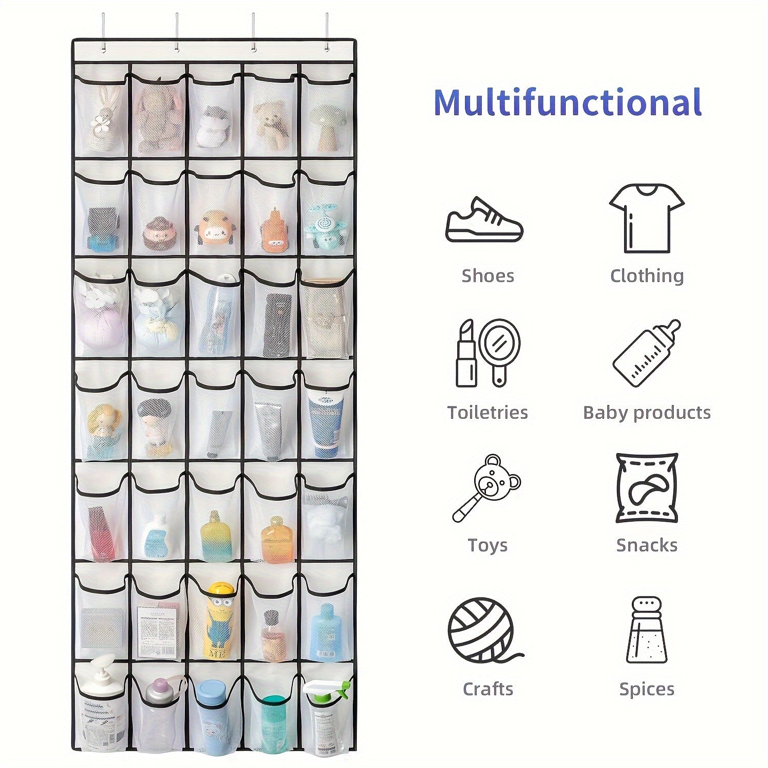 Over-the-Door Hanging Organizer Bags with 35 Pockets for Shoes Clothes Toys and Home Storage