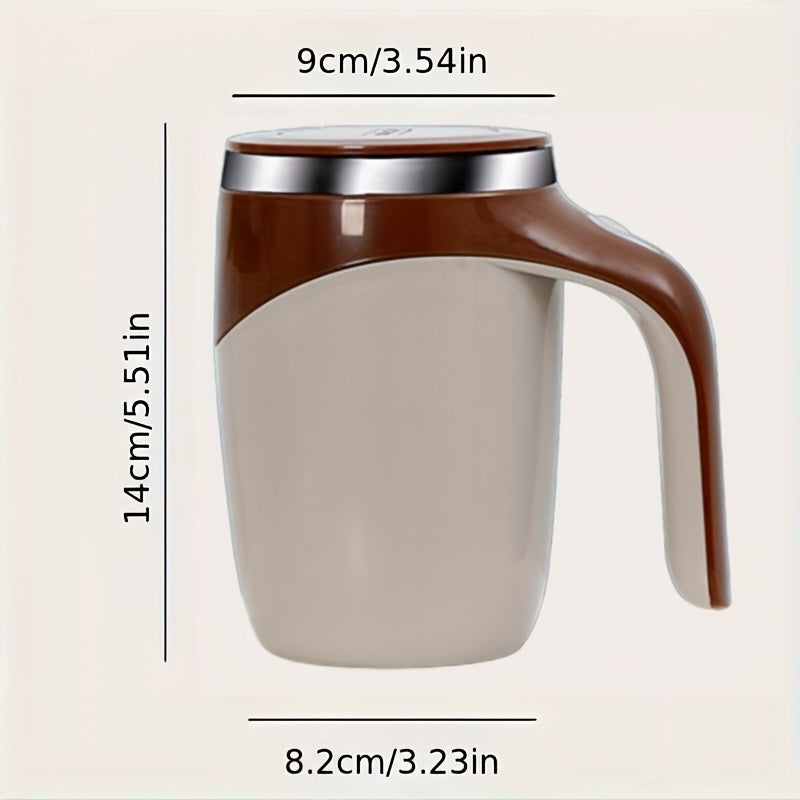 Stainless Steel Self-Stirring Coffee Mug Spill-Proof Battery-Powered Travel Office Home