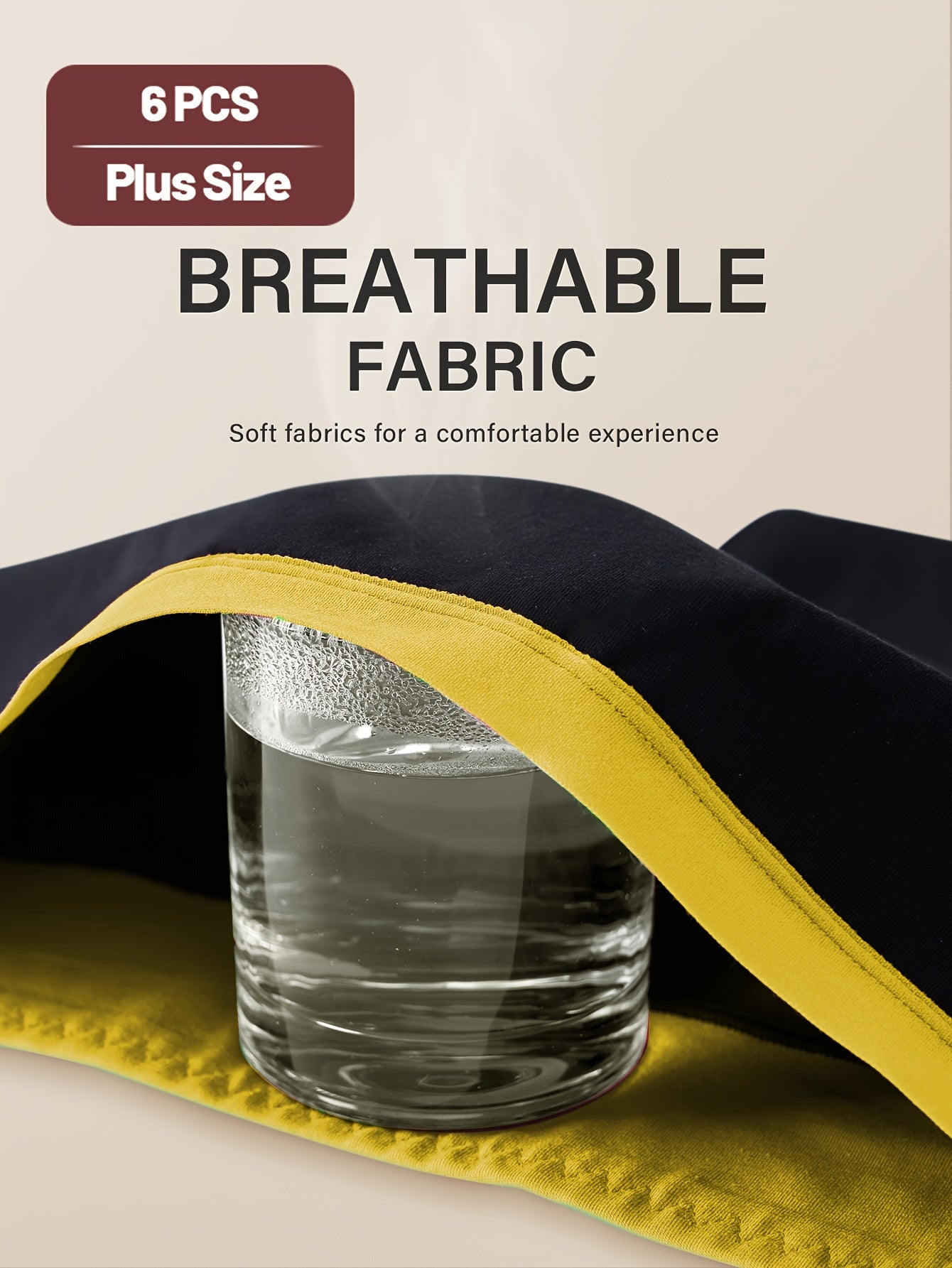 MIOTAN Elegant Katta O'lchamdagi Yuqori Belli Ichki Kiyimlar 6-Paket - Rangli Blok Dizayni, 95% Paxta, 5% Elastan, O'rtacha Cho'ziluvchan Trikotaj Matolari, To'liq Qoplash Quvvatli Moslashuv