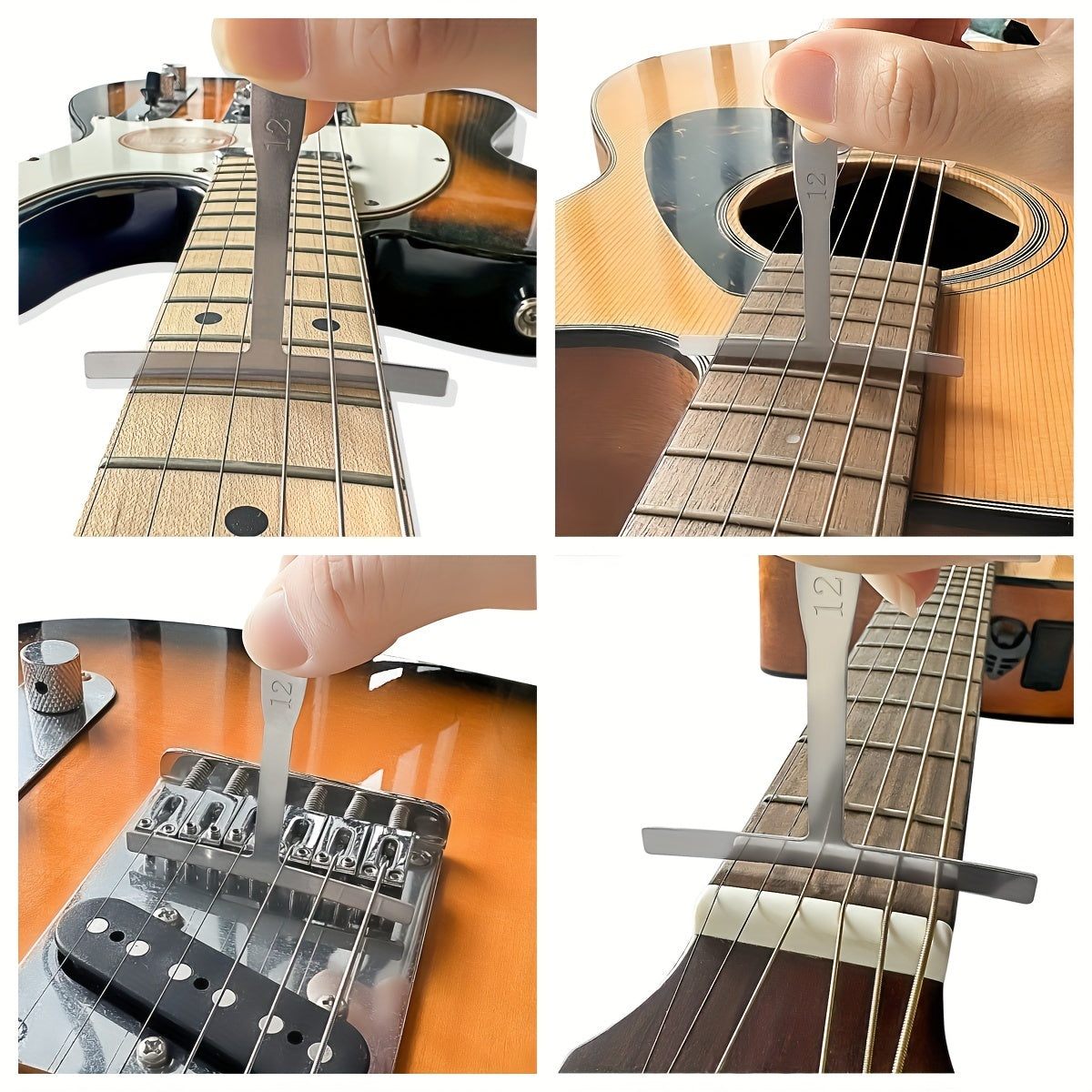 Set of 9 Stainless Steel Guitar Fingerboard Radius Rulers for Repair and Adjustment