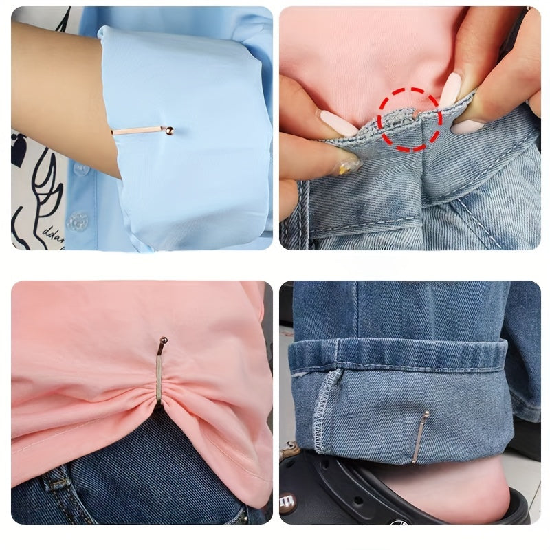 Set of 4 Gold Safety Pins for Scarves, Shirts, Pants, Cuffs, Versatile