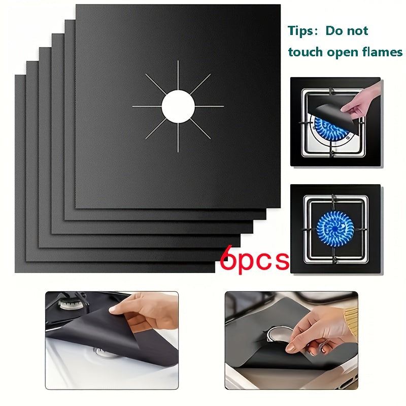Set of 6 Gas Stove Protection Mats Heat Resistant Oil Stain Resistant Non-Stick Easy to Clean