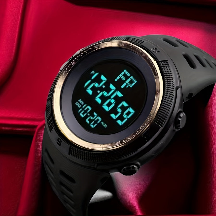 Men's Digital Smartwatch with LED Night Light Alarm and Stopwatch Silicone Band