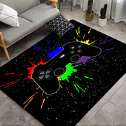 Gaming Area Rug with Gamepad Theme, Washable, Cyberpunk Style for Living Room