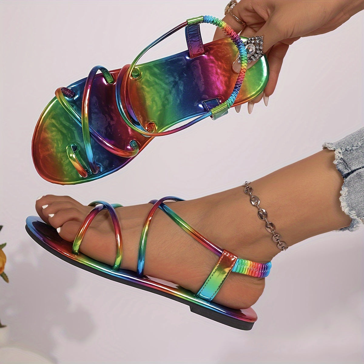 Women's Rainbow Butterfly Sandals Summer Fashionable Stylish Comfortable
