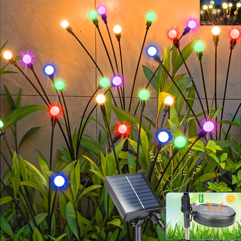 Luces solares de luciérnaga para exteriores con 2 modos, decoración de jardín que se balancea en cualquier clima, multicolores o blanco cálido