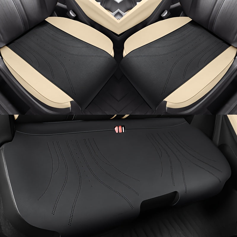 3Pc Synthetic Faux Leather Saddle Seat Cushions for Car All-Season Comfort