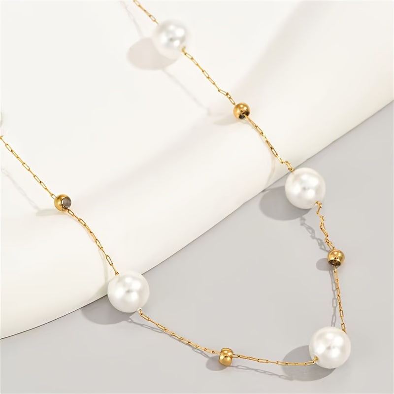 Women's Imitation Pearl Beads Necklace Zinc Alloy Baroque Style Elegant Gift