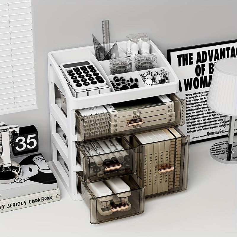 Large Capacity Plastic Cosmetic Organizer with Drawers for Skincare Makeup and Essentials