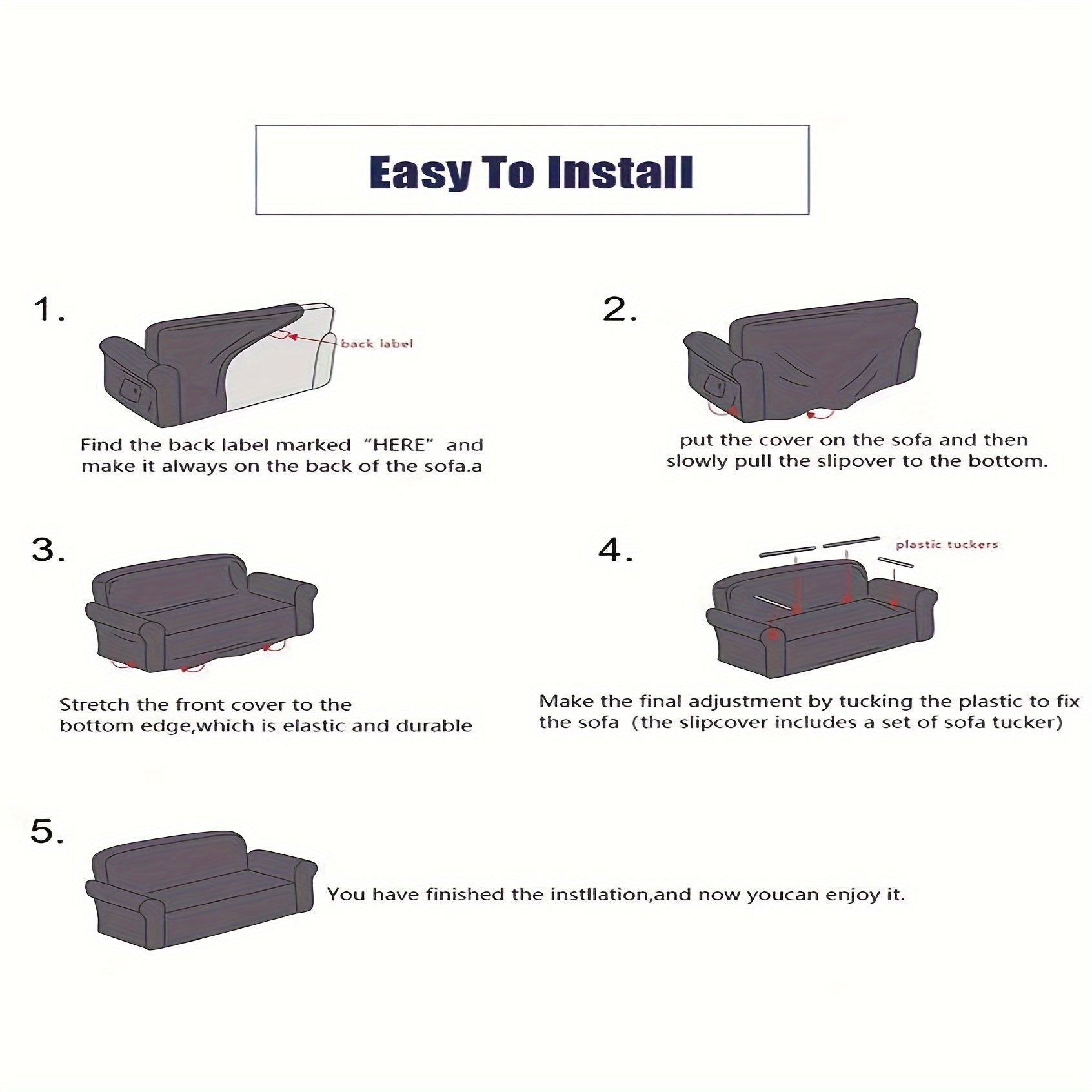 Camellia Jacquard Sofa Cover with Elastic Band and Matching Pillowcase Fits All Sizes Machine Washable