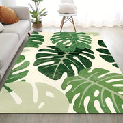 Green Plant Pattern Area Rug Polyester Non-Slip Foam Pad for Living Room Bedroom