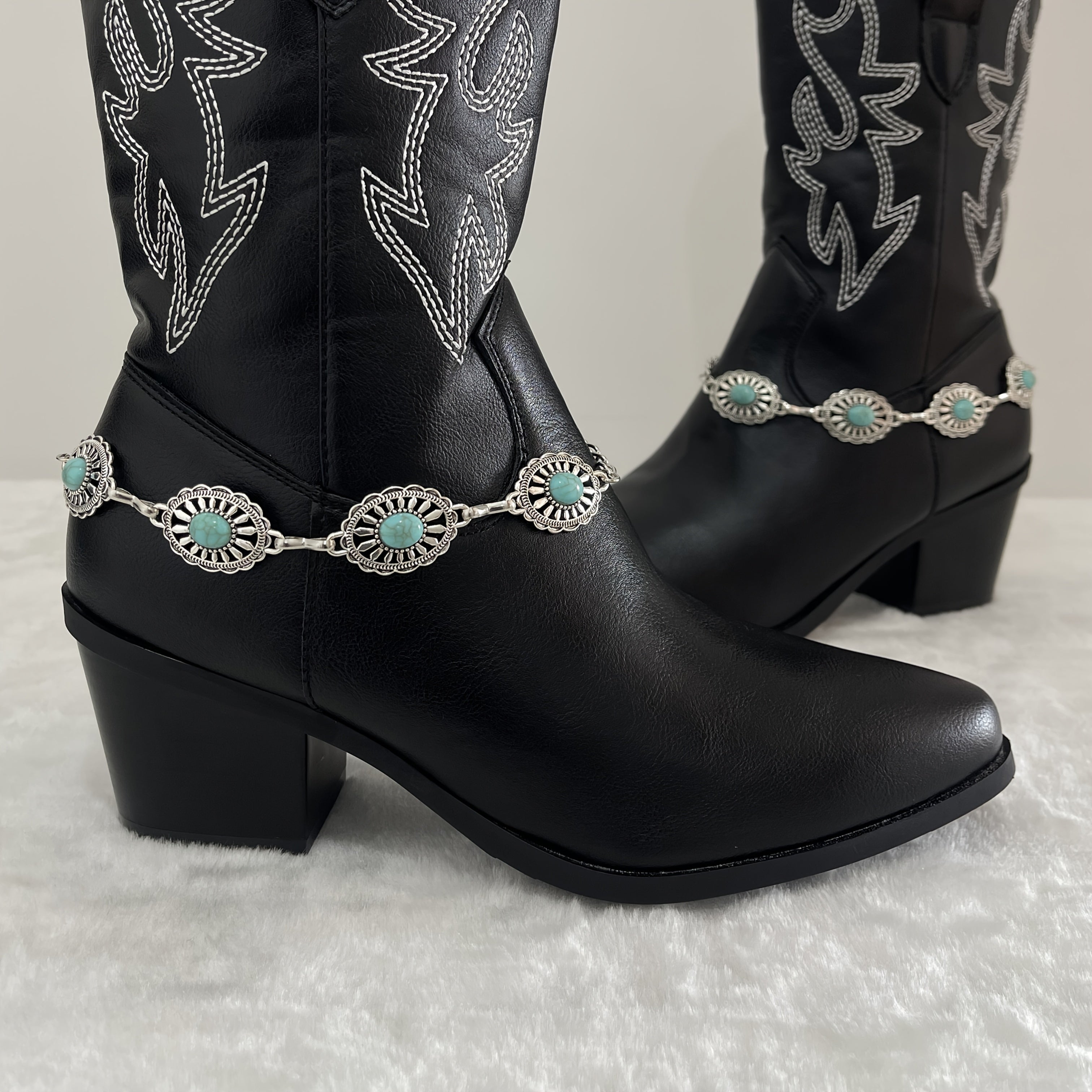 Women's Shoe Chains Bohemian Faux Turquoise Vintage Festive Gift 2 Pack