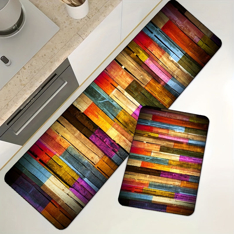 Colorful Geometric Floor Mat for Kitchen Home Decor Non-Slip Rug 24x36 Inches