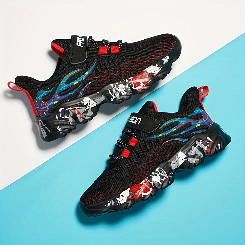 Kids Woven Knit Sneakers for Boys and Girls Casual Sports Mid Top Fabric Sole