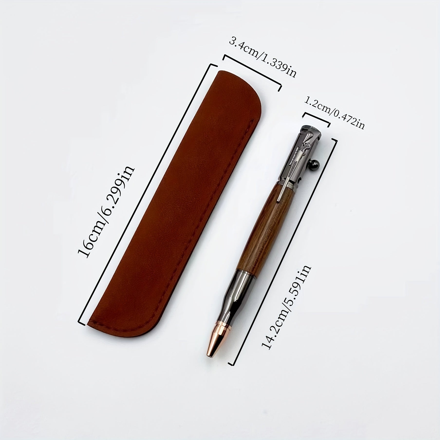 Leather Case Ballpoint Pen Set with Rosewood Holder and Retractable Tip for Business and Students