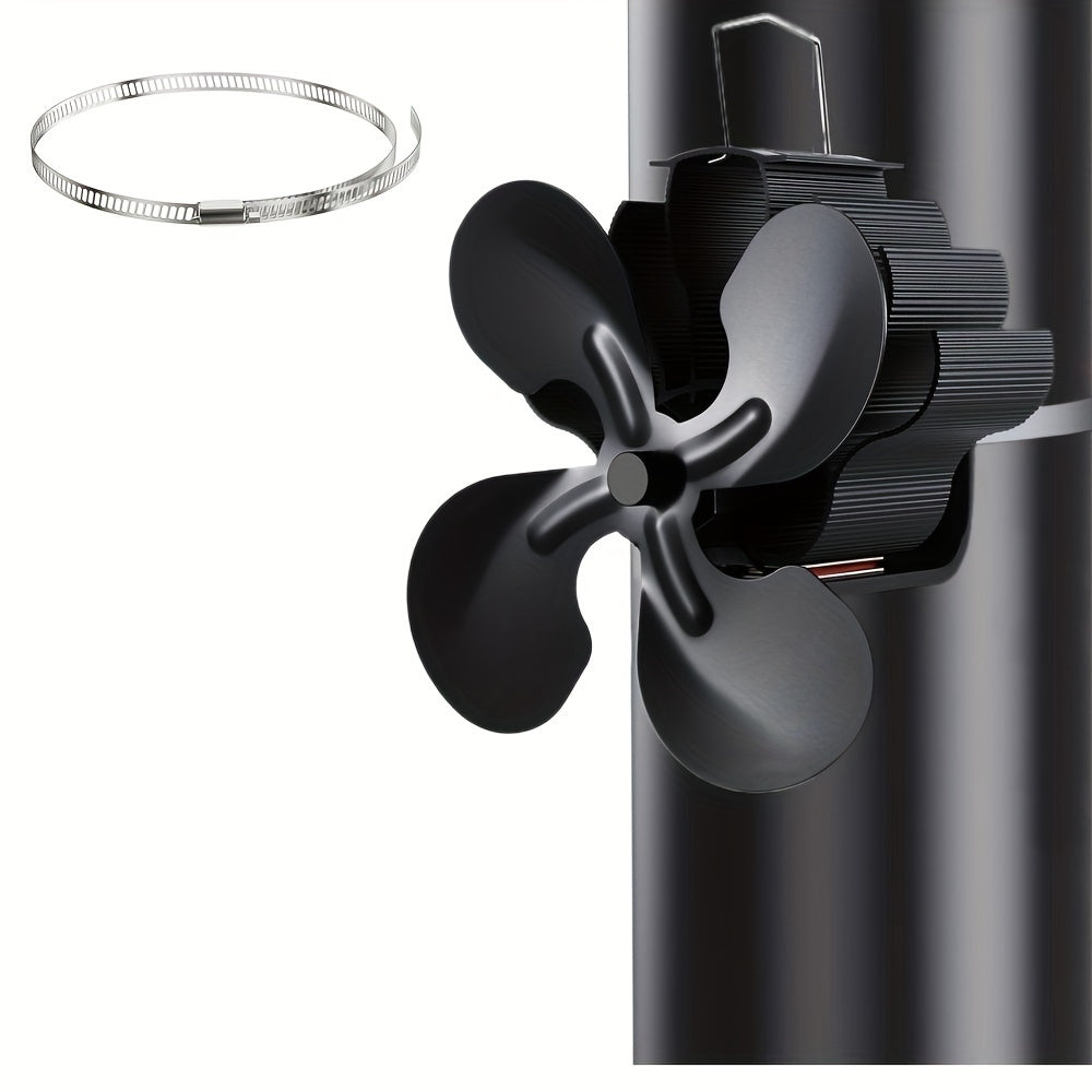 Wood-Burning Stove Fan 4-Blade Wall-Mounted Air Circulating No Electricity