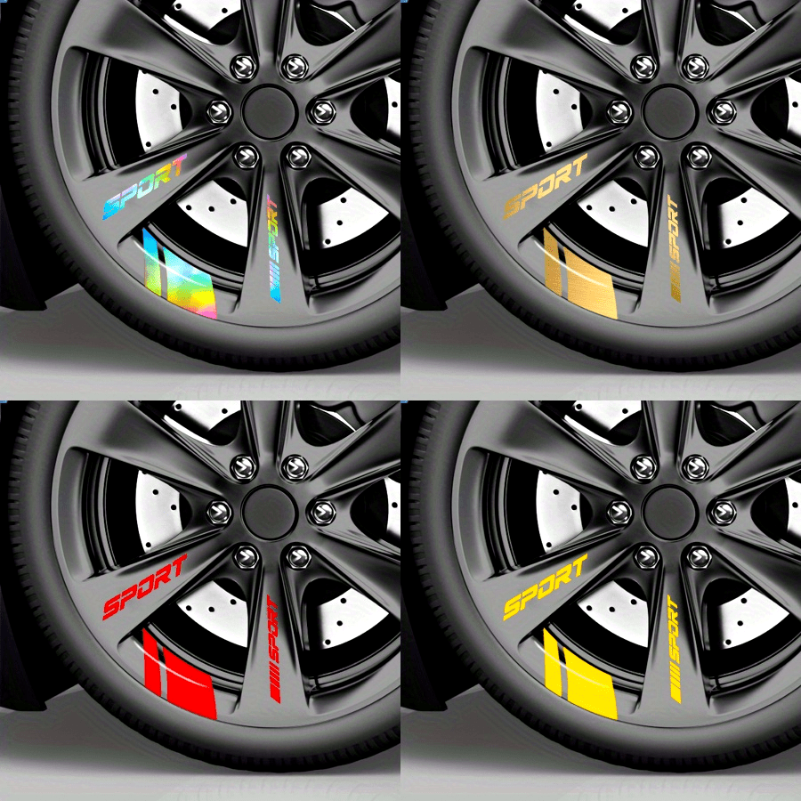 18 Pcs Reflective Car Wheel Rim Vinyl Stickers Racing Hub Decals