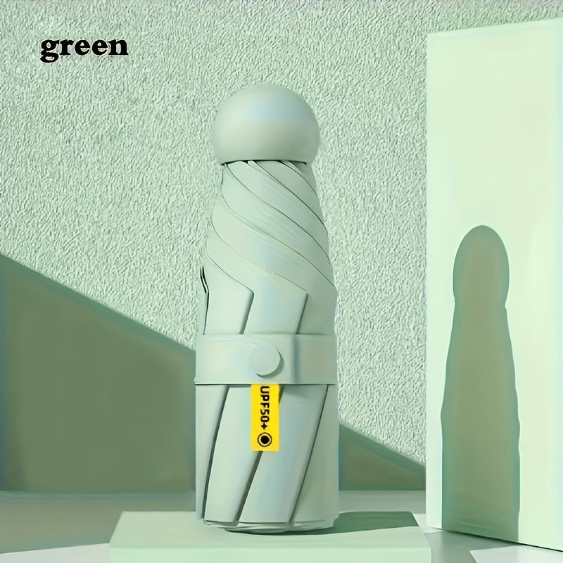 Unisex Foldable 6-Bone Pongee Umbrella Lightweight Durable Casual