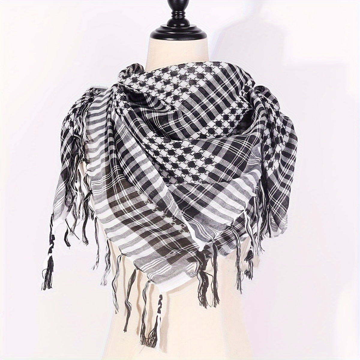 Striped Knitted Polyester Keffiyeh Scarf for Men and Women Casual Wrap