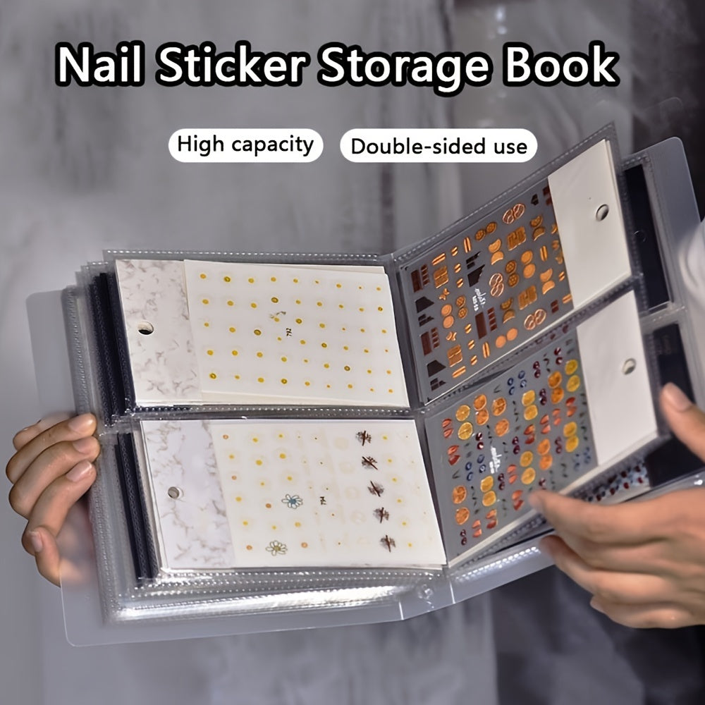 Double-Sided Nail Sticker Album Storage Rack with 80 Sheet Capacity for Home Organization