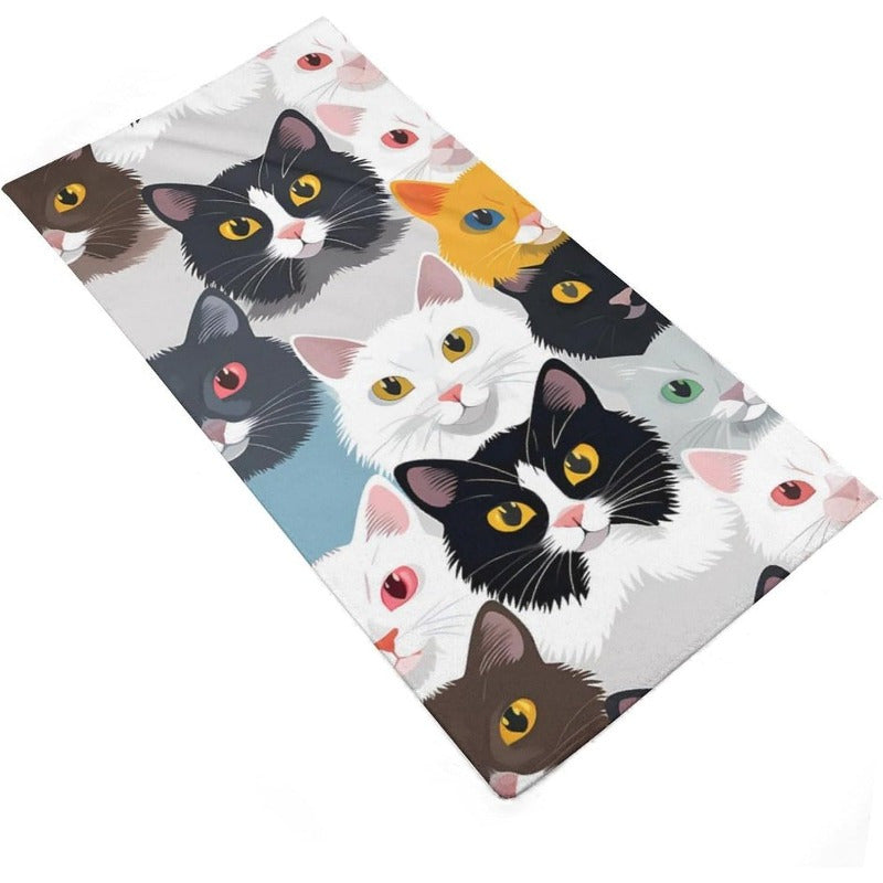 Cat-Themed Soft Bath Towel Quick Dry Lightweight Machine Washable 45x66 cm