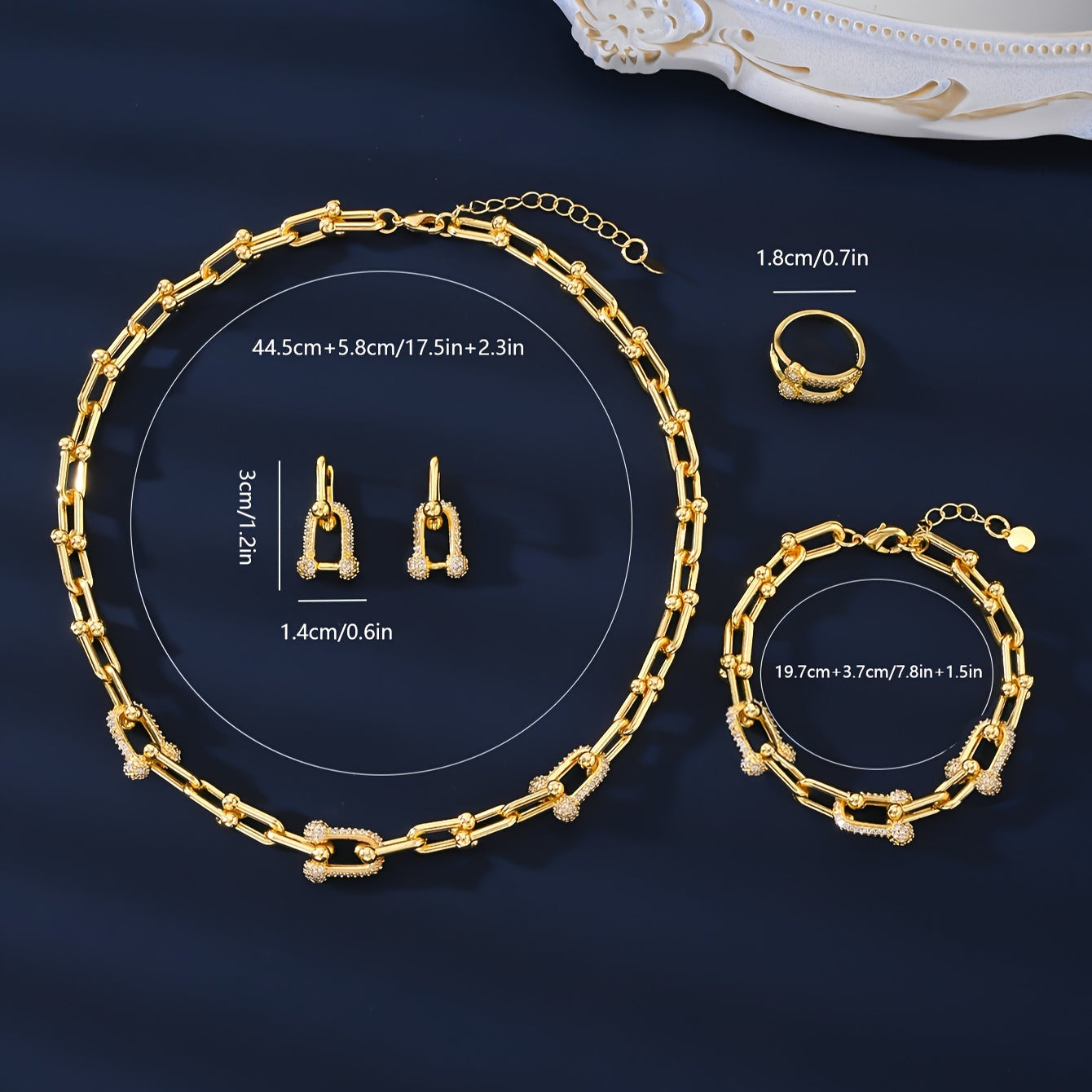 Luxury Zirconia Jewelry Set for Weddings Engagements and Daily Wear 4 Pieces