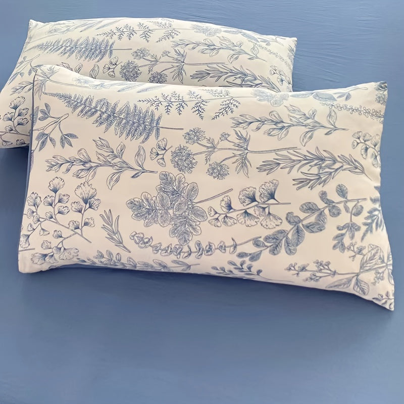 Set of 2 Hypoallergenic Floral Pillowcases with Deep Pockets and All-Season Garden Print