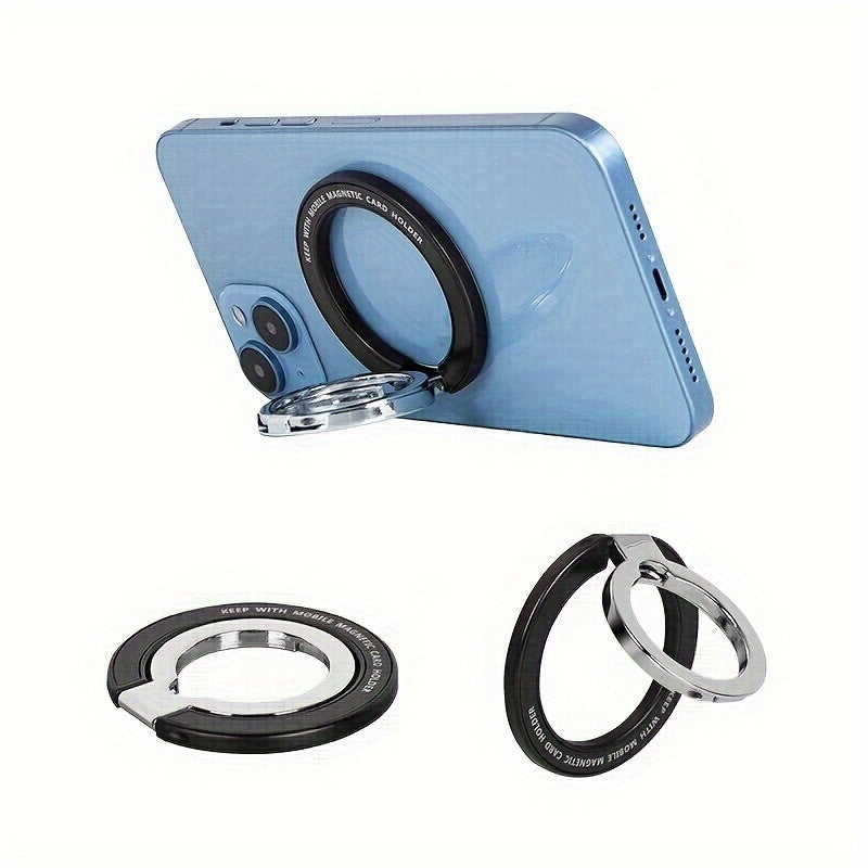 Metal Zinc Alloy Magnetic Phone Ring Holder 360° Rotating Folding Ultra-Thin Car Desktop Compatible