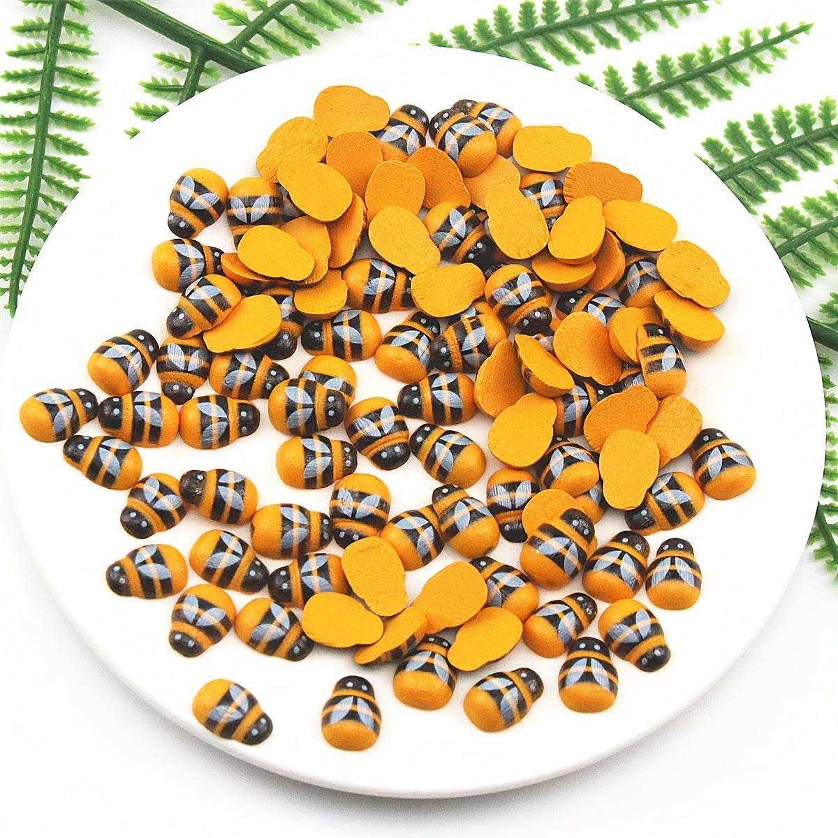 Набор декоративных аксессуаров из дерева ручной работы: божья коровка и пчела, 100 штук