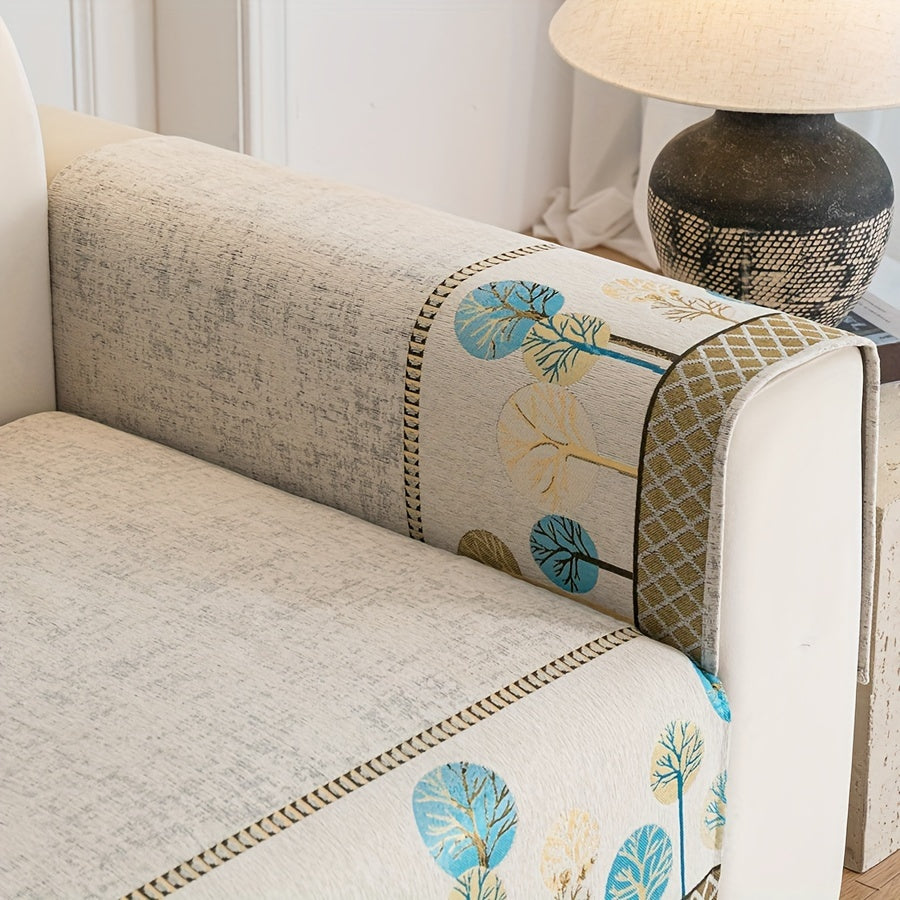 Нескользящая накидка на диван с мотивом дерева для 1-4 местных диванов, безопасна для домашних животных, моется в машине, прочная