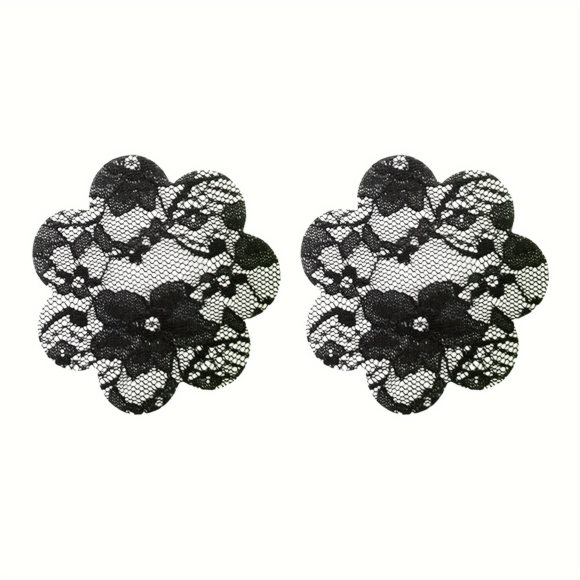 Set of 12 Black Breast Stickers with Pink Girl Design for Nipple Decoration and Body Art