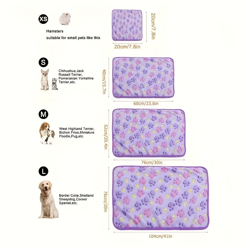 Pet Fleece Blanket Paw Print Pattern Machine Wash Stain Resistant for All Dog Sizes