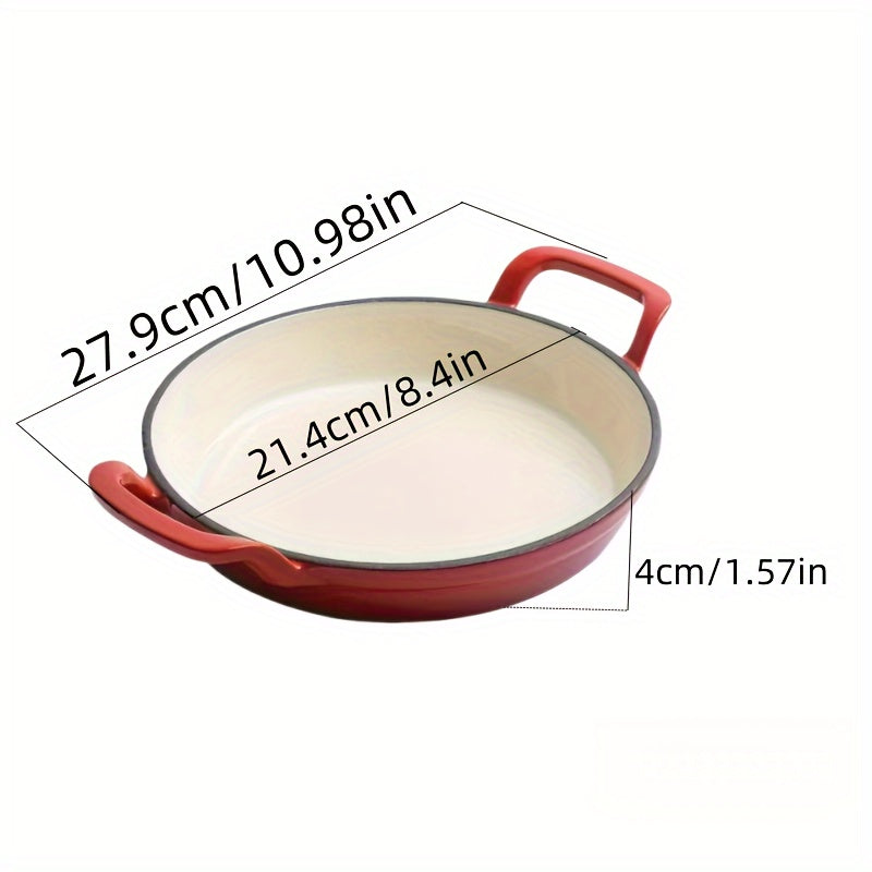 Cast Iron Enamel Frying Pan Non-Stick Skillet for Gas and Electric Stoves