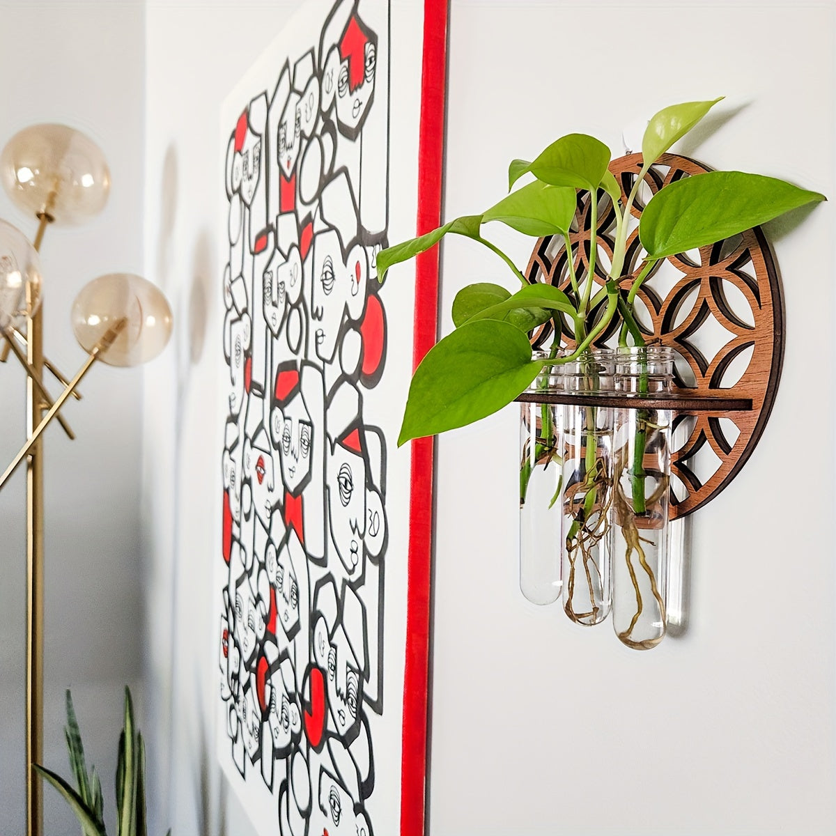 Estación de propagación de pared con 3 tubos de ensayo para esquejes de plantas decoración del hogar