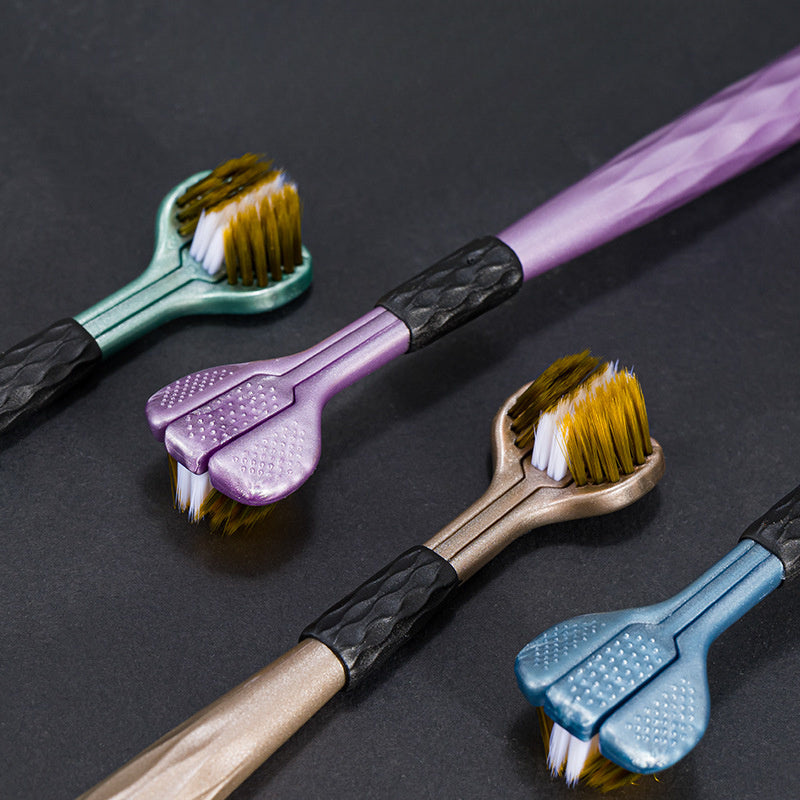 Set of 4 and 2 U-Shaped Toothbrushes for Adults Soft Nylon Bristles Tongue and Teeth Cleaning