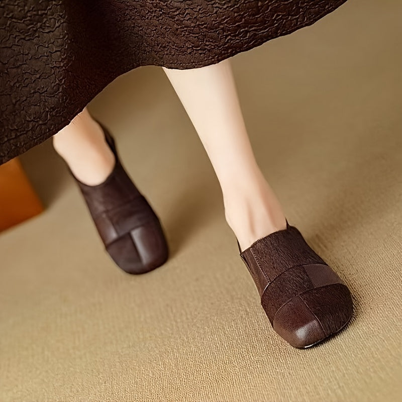 Women's Vintage-Inspired Microfiber Slip-On Loafers with Rubber Sole