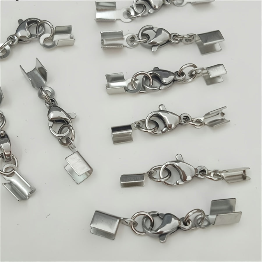 Set of 20 Stainless Steel Rope Buckle Clips for Jewelry Making and Accessories