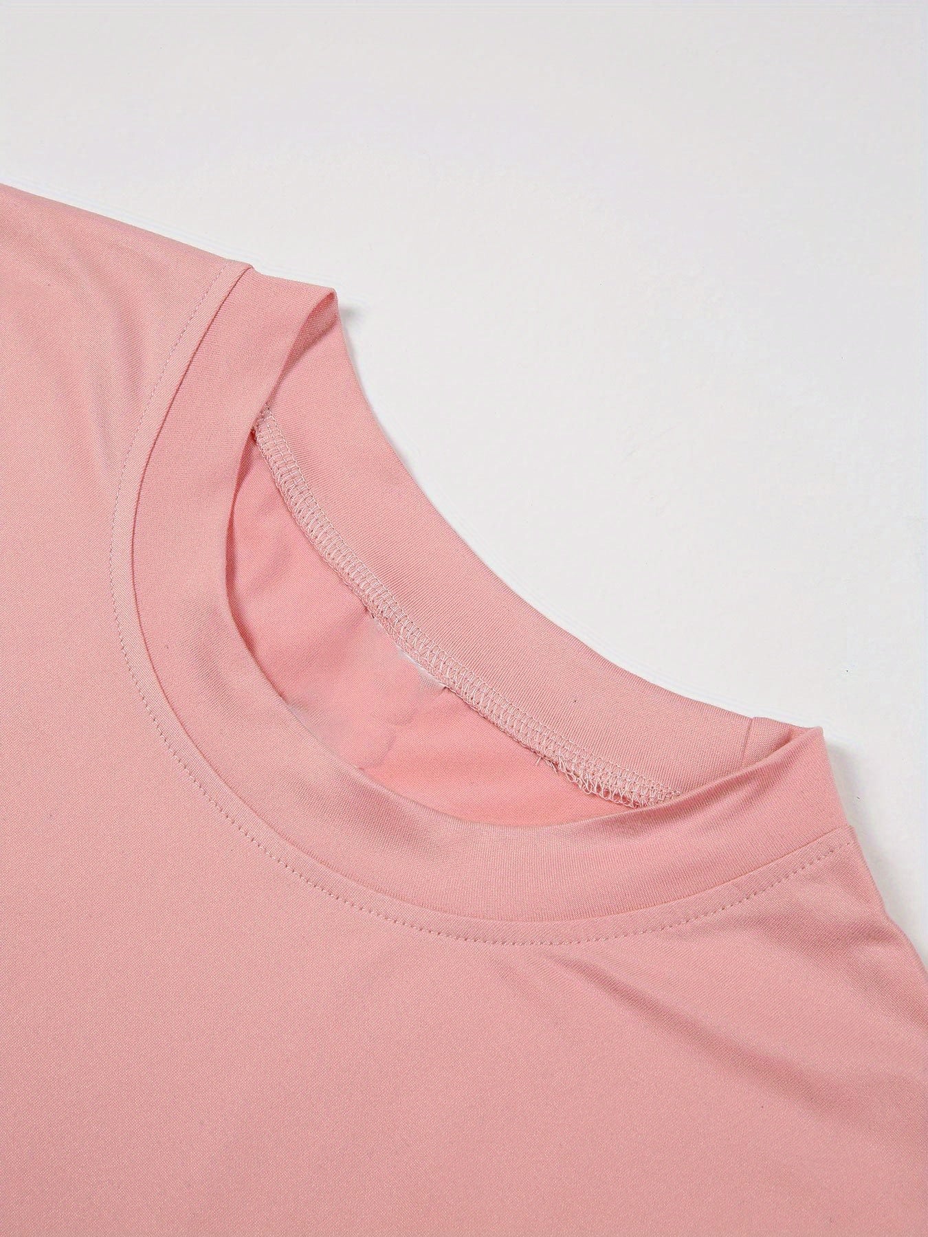 Women's Plus Size Casual T-Shirt Breathable Stretch Short Sleeve Black White Text