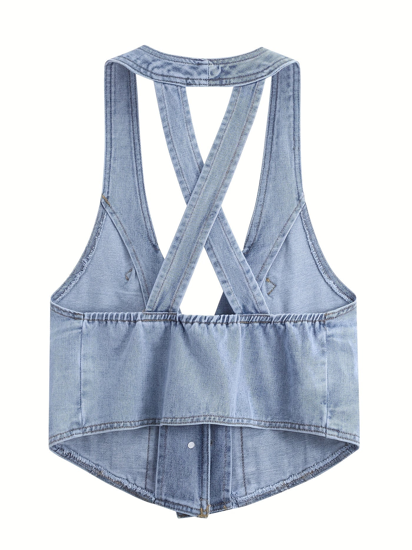 Chaleco de mezclilla para mujer, corto, sin mangas, lavado azul, casual, primavera y verano