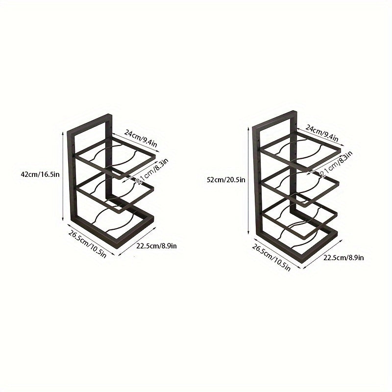 Stainless Steel Pot Rack Adjustable Height 3-Tier or 4-Tier Kitchen Storage Organizer