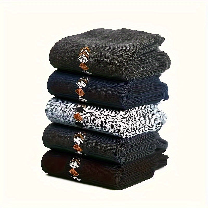 Calcetines de negocios para hombre, 10 pares, hasta la mitad de la pantorrilla, patrón geométrico, poliéster y spandex, duraderos