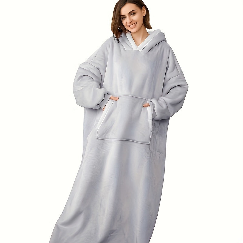Women's Wearable Blanket Hoodie with Sherpa Fleece, Large Pockets and Hood