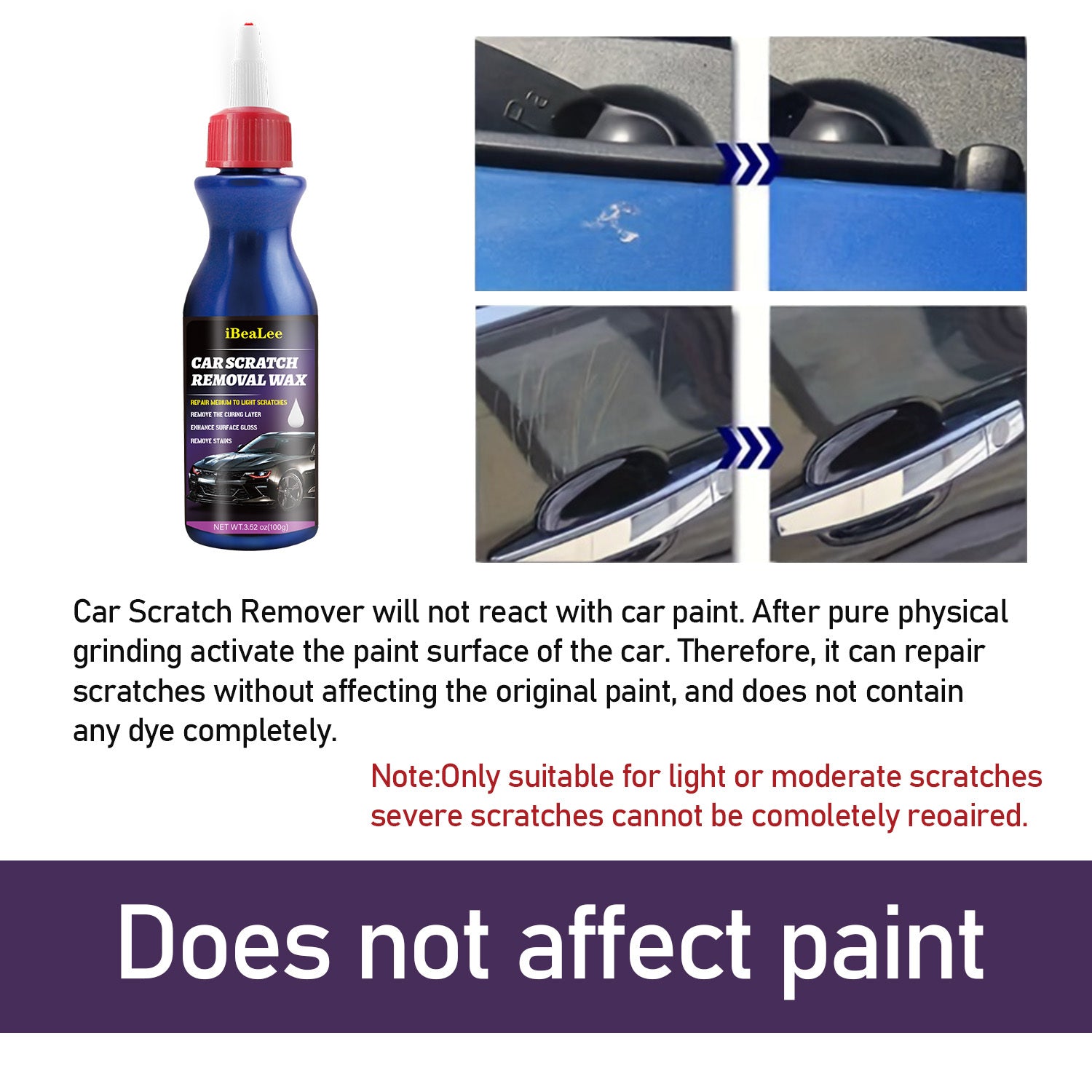 Avtomobil chizig'ini tuzatish uchun universal bo'yoq olib tashlash vositasi va polishing qoldiq bilan to'ldirilgan tozalash komplekti